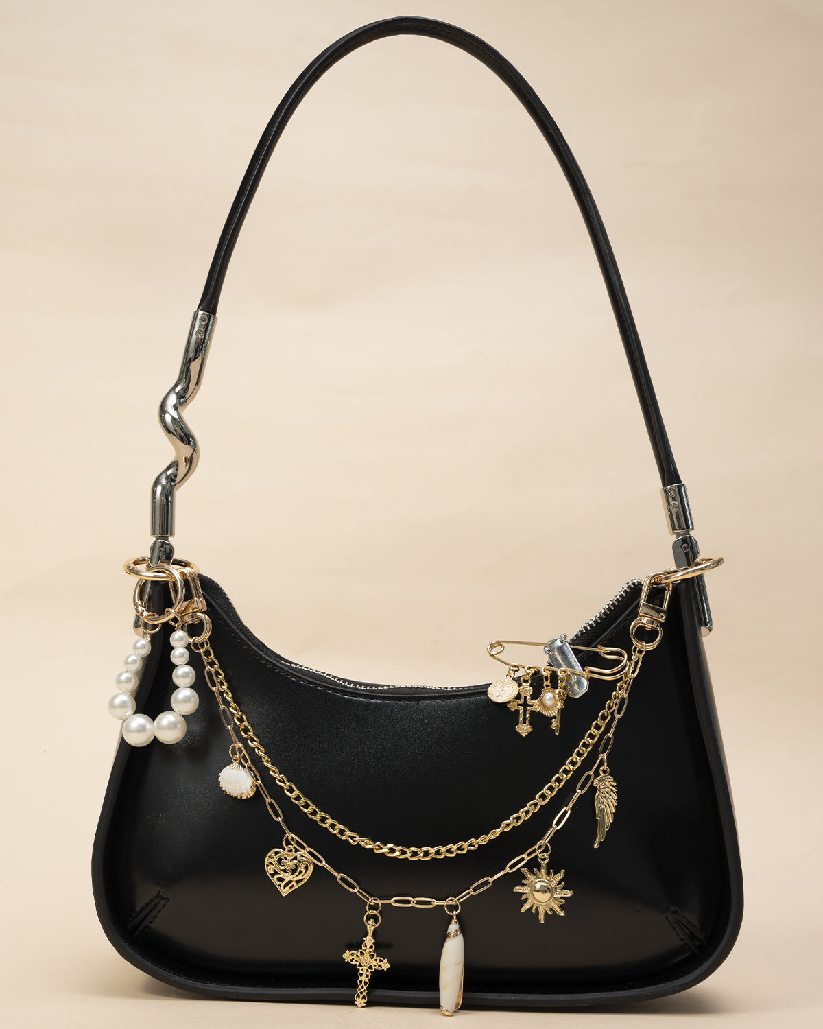 Original 4 in 1 Bag Charms Gold, Purse Charms, Pearl Bag Charms for Handbags, Purse Keychain, Purse Chain Charm, Bag Charm Chain, Bag Charms for Women