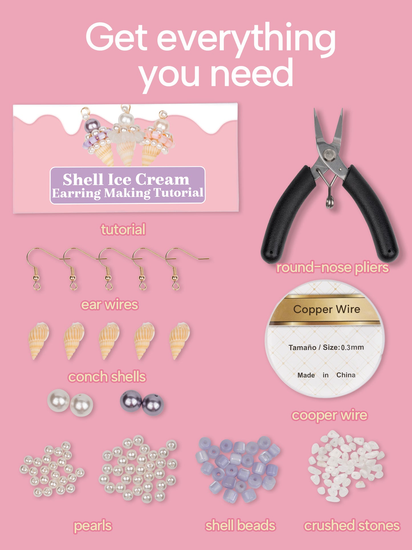DoDoBeads Earring Making Kit, Pearl Earrings Making Kit, Jewelry Making Kit with Shell Beads, Pearl Beads, Natural Crushed Stone, Tools, Jewelry Making Kit for Adults, Jewelry Making Supplies