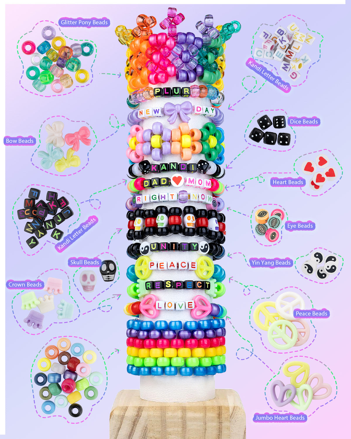 Ultimate Kandi Beads Kit – DIY Jewelry Making with Pony Beads, Letter Beads & Symbols