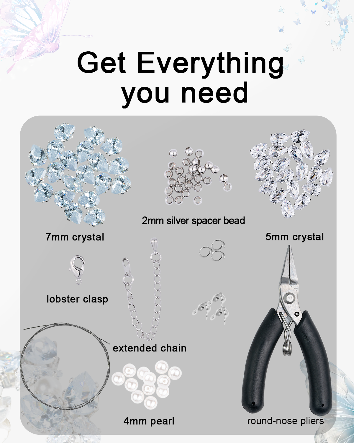 DoDoBeads Butterfly Bracelet Making Kit, Jewelry Making Supplies, Jewelry Making Kit, Crystal Beads for Jewelry Making, Bracelet Making Kit for Adults