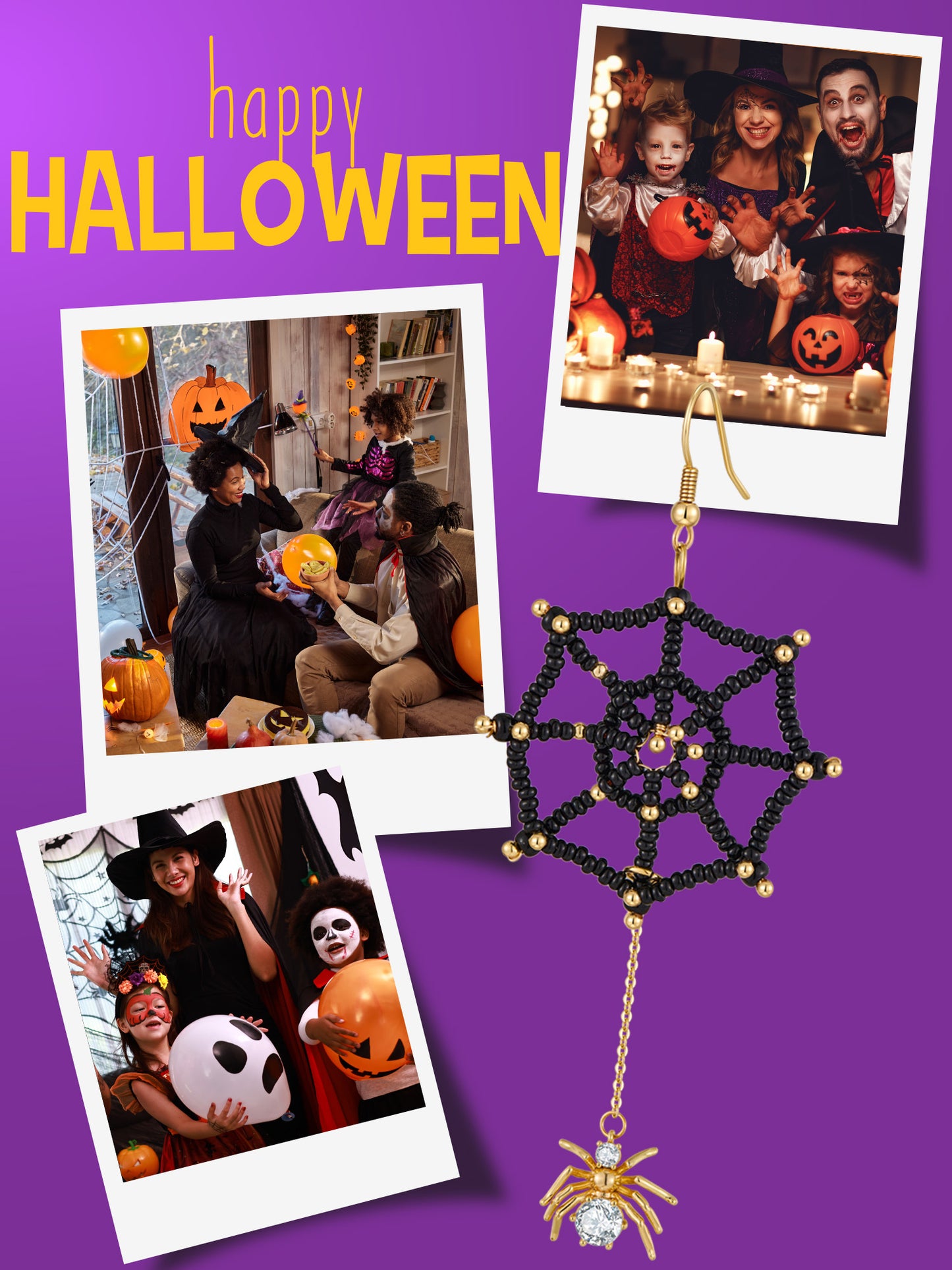 DoDoBeads Earring Making Kit, Halloween Earrings Making Kit, Jewelry Making Kit with Spider Cubic Zirconia Pendant, Glass Beads, Gold Spacer Beads, Earring Hooks, Jump Rings, Tools