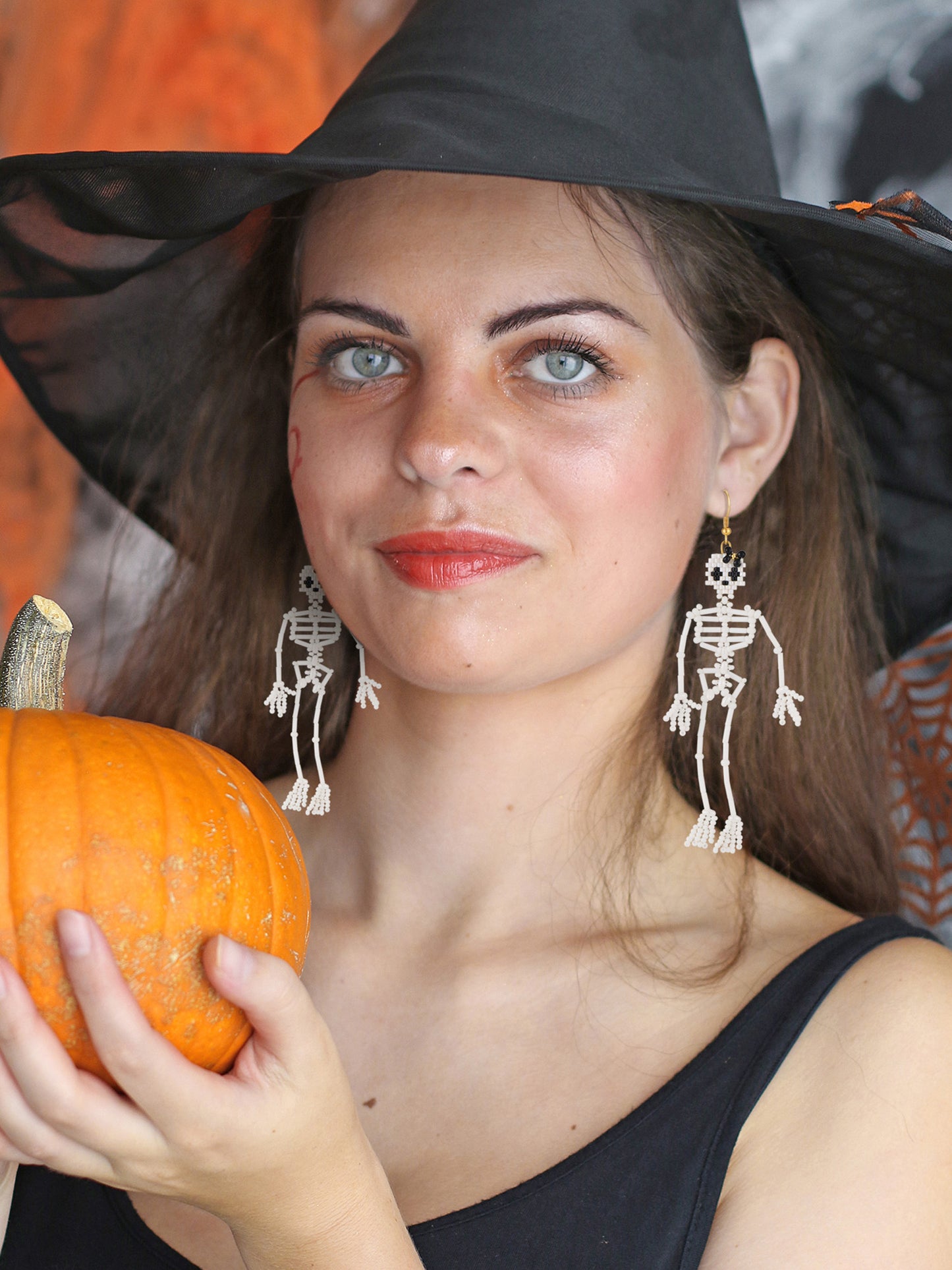 DoDoBeads Skull Earring Making Kit, Halloween Earrings Making Kit, Jewelry Making Kit with Glass Beads, Gold Spacer Beads, Earring Hooks, Jump Rings, Tools