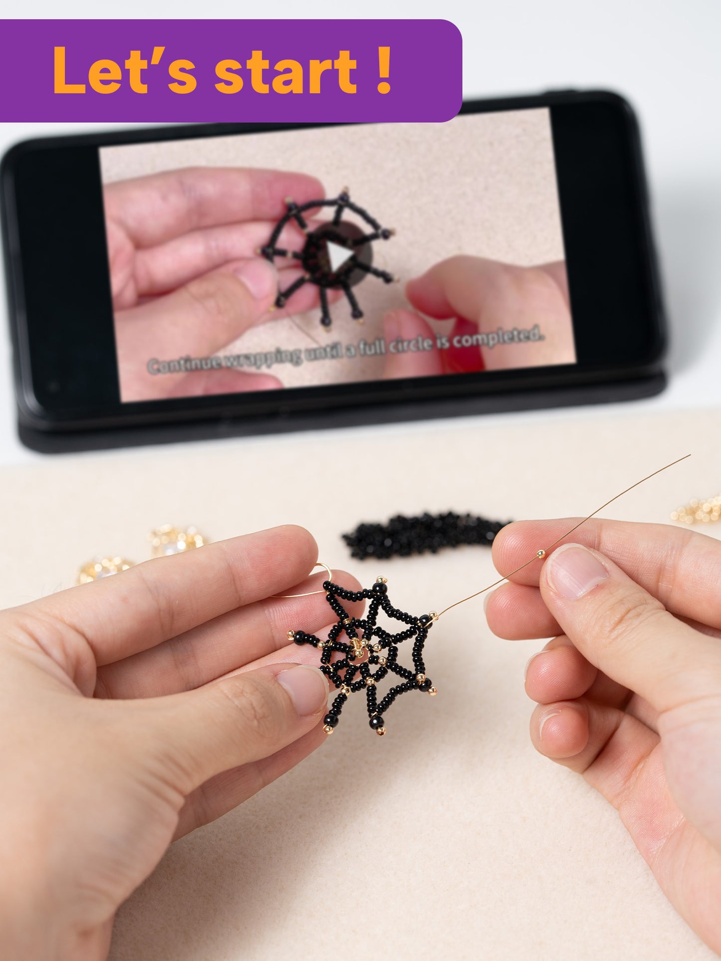 DoDoBeads Earring Making Kit, Halloween Earrings Making Kit, Jewelry Making Kit with Spider Cubic Zirconia Pendant, Glass Beads, Gold Spacer Beads, Earring Hooks, Jump Rings, Tools