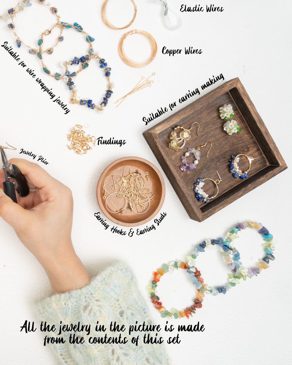 1910 Pcs Jewelry Making Kit - DIY Bracelet & Earring Supplies with Natural Stone Beads for Adults & Beginners