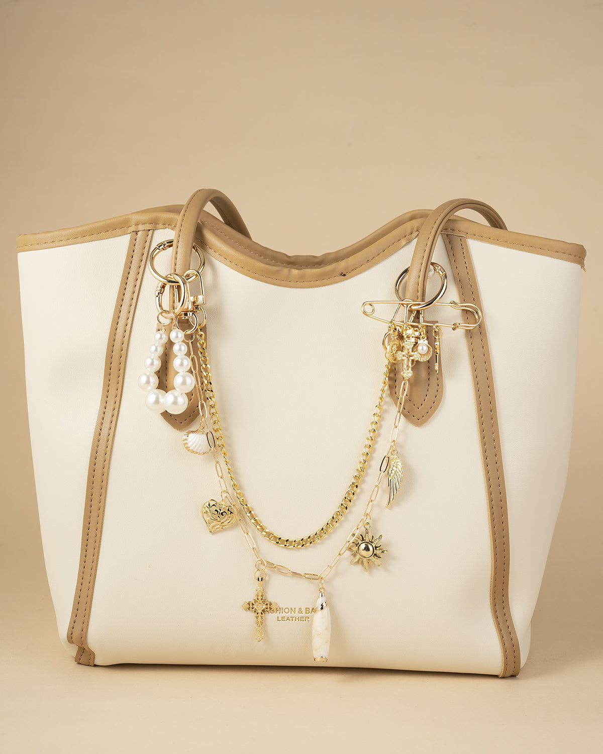Original 4 in 1 Bag Charms Gold, Purse Charms, Pearl Bag Charms for Handbags, Purse Keychain, Purse Chain Charm, Bag Charm Chain, Bag Charms for Women