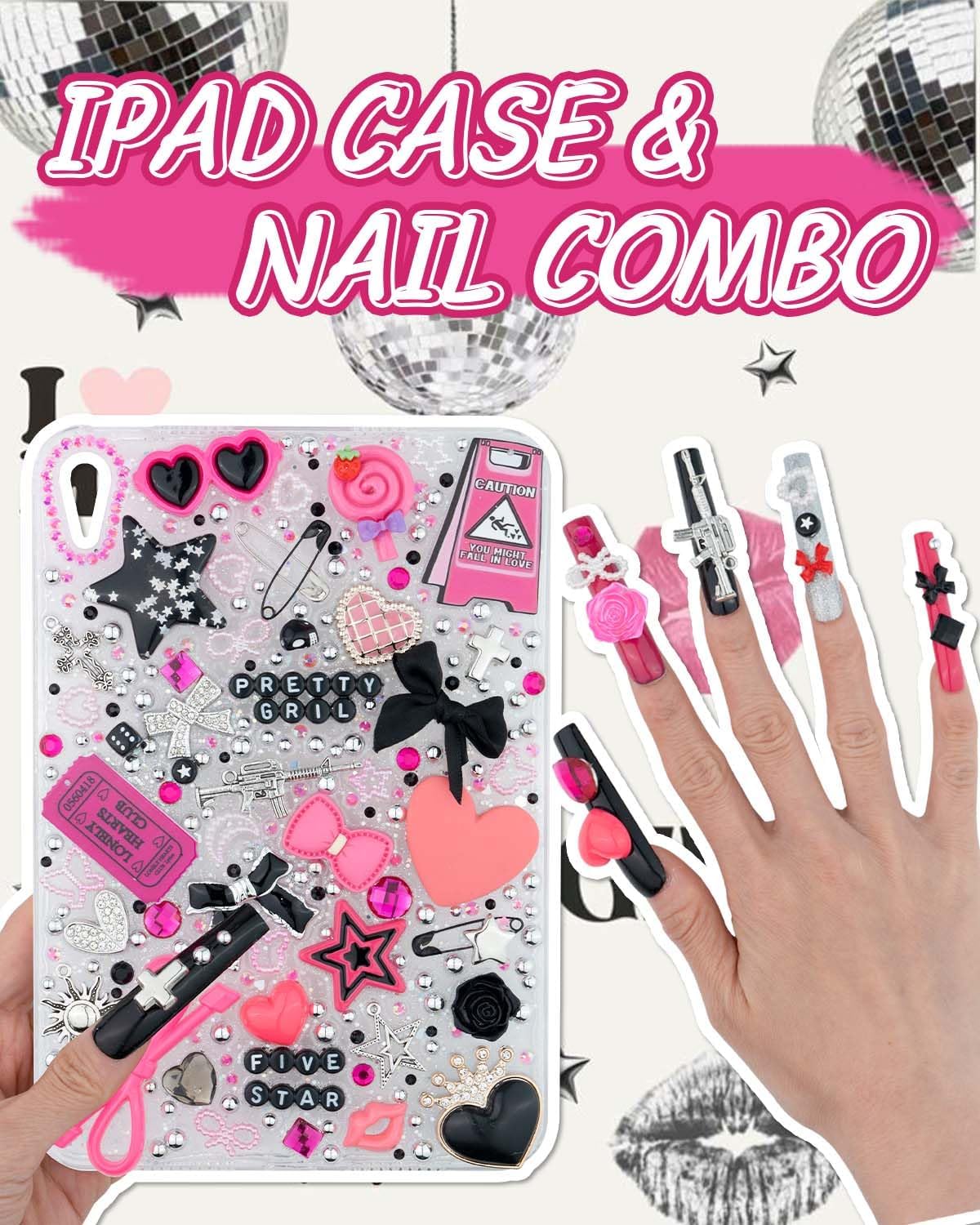 1050 Pcs Junk Phone Case Charms Kit, Charms for Customizing Cases, Kawaii Bow, Letter Beads, Nail Accessories, Flatback Pearls, Rhinestones, Cute Aesthetic Decor for Personalization