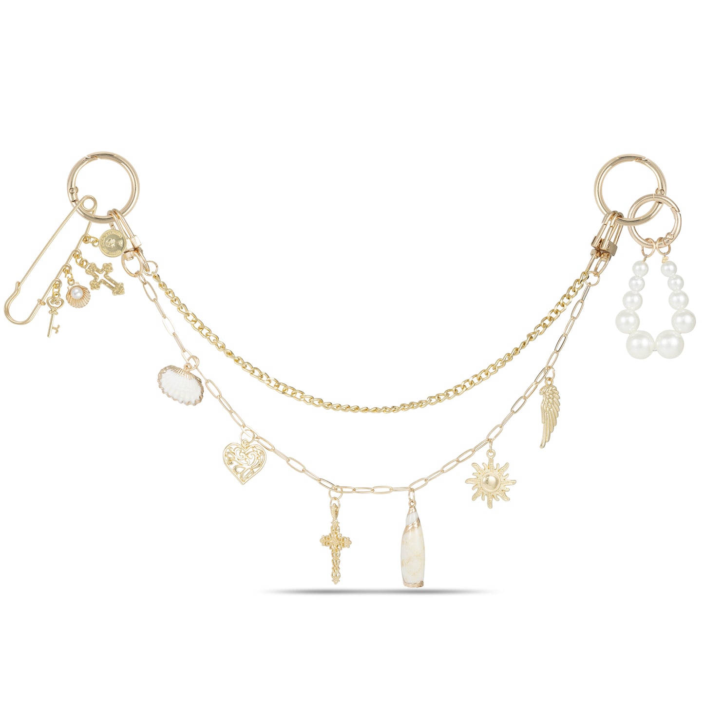 Original 4 in 1 Bag Charms Gold, Purse Charms, Pearl Bag Charms for Handbags, Purse Keychain, Purse Chain Charm, Bag Charm Chain, Bag Charms for Women