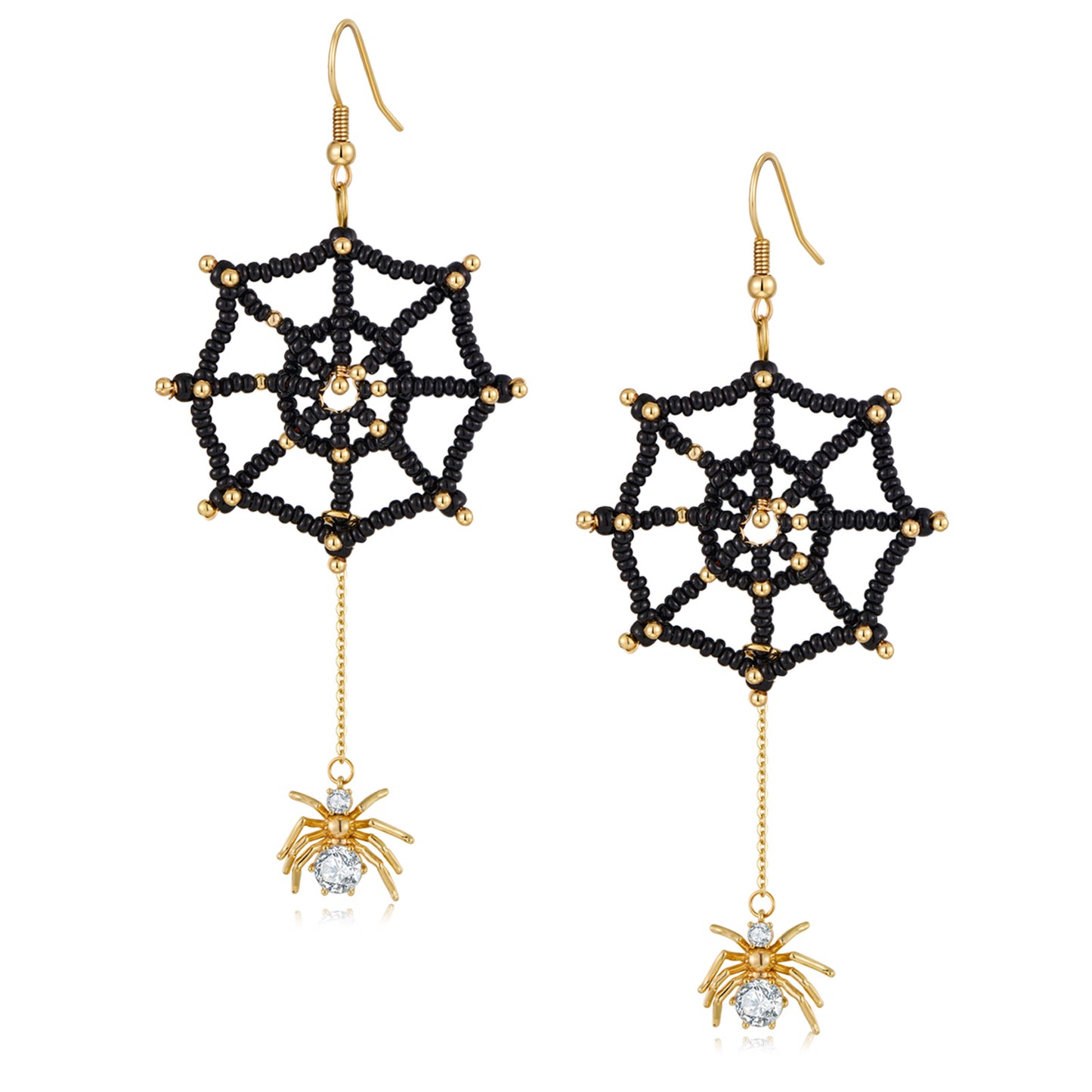 DoDoBeads Earring Making Kit, Halloween Earrings Making Kit, Jewelry Making Kit with Spider Cubic Zirconia Pendant, Glass Beads, Gold Spacer Beads, Earring Hooks, Jump Rings, Tools