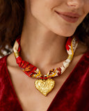 Scarf Necklace with Heart Charm