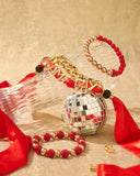 Game Day Scarf Bracelet Set for Women Red&Gold