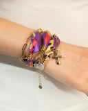 DoDoBeads Layered Scarf Necklace with Gold Paperclip Chain & Chunky Cross Pendant