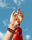 Game Day Scarf Bracelet Set for Women Red&Gold