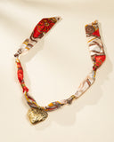 Scarf Necklace with Heart Charm