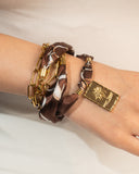 DoDoBeads Layered Scarf Necklace with Gold Paperclip Chain