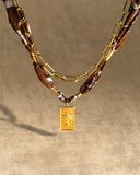 DoDoBeads Layered Scarf Necklace with Gold Paperclip Chain