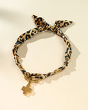 DoDoBeads Leopard Scarf Necklace with Gold Cross Pendant