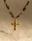 DoDoBeads Scarf Necklace with Gold Cross Pendant