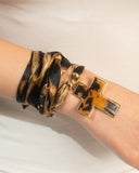 DoDoBeads Leopard Scarf Necklace with Tortoiseshell Cross Pendant