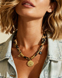 DoDoBeads Leopard Scarf Necklace with Eye Medallion