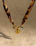 DoDoBeads Leopard Scarf Necklace with Eye Medallion