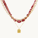 DoDoBeads Layered Scarf Necklace with Gold Paperclip Chain