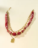 DoDoBeads Layered Scarf Necklace with Gold Paperclip Chain