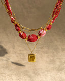 DoDoBeads Layered Scarf Necklace with Gold Paperclip Chain