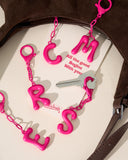 DoDoBeads Initial Keychains, Pink Bubble Bag Charm for Handbags