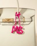 DoDoBeads Initial Keychains, Pink Bubble Bag Charm for Handbags