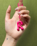 DoDoBeads Initial Keychains, Pink Bubble Bag Charm for Handbags