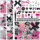 1050 Pcs Junk Phone Case Charms Kit, Charms for Customizing Cases, Kawaii Bow, Letter Beads, Nail Accessories, Flatback Pearls, Rhinestones, Cute Aesthetic Decor for Personalization