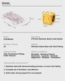 26 Pcs Non Tarnish Gold Metal Letter Beads, Stainless Steels Letter Beads, 8×8mm Large Square Letter Beads, Letter Beads for Bracelets/Necklace/Bag Charms/Shoe Lace, Shoe Charms for Sneakers