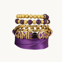 Game Day Scarf Bracelet Set for Women Purple&Gold