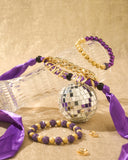Game Day Scarf Bracelet Set for Women Purple&Gold