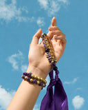 Game Day Scarf Bracelet Set for Women Purple&Gold