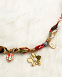 DoDoBeads Scarf Necklace with Gold Flower Pearl Pendant