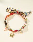 DoDoBeads Scarf Necklace with Gold Flower Pearl Pendant