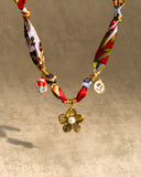 DoDoBeads Scarf Necklace with Gold Flower Pearl Pendant