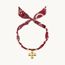 DoDoBeads Burgundy Scarf Necklace with Gold Vintage Cross Pendant