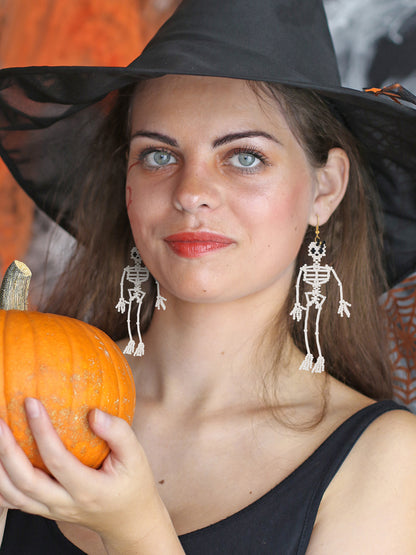 DoDoBeads Skull Earring Making Kit, Halloween Earrings Making Kit, Jewelry Making Kit with Glass Beads, Gold Spacer Beads, Earring Hooks, Jump Rings, Tools