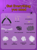 DoDoBeads Skull Earring Making Kit, Halloween Earrings Making Kit, Jewelry Making Kit with Glass Beads, Gold Spacer Beads, Earring Hooks, Jump Rings, Tools