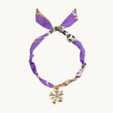 DoDoBeads Purple Scarf Necklace with Gold Flower Pendant