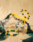 Game Day Scarf Bracelet Set for Women Green&Yellow