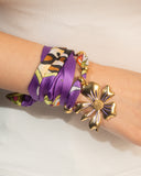 DoDoBeads Purple Scarf Necklace with Gold Flower Pendant