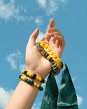 Game Day Scarf Bracelet Set for Women Green&Yellow