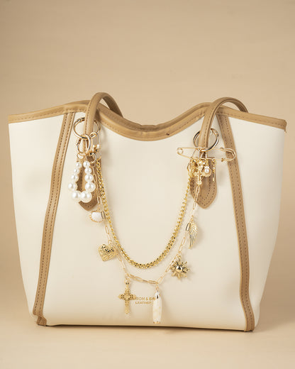 Original 4 in 1 Bag Charms Gold, Purse Charms, Pearl Bag Charms for Handbags, Purse Keychain, Purse Chain Charm, Bag Charm Chain, Bag Charms for Women