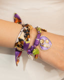 DoDoBeads Purple Scarf Necklace with Floral Enamel Pendant