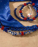 DoDoBeads Game Day Scarf Bracelet Set Blue&Red