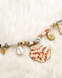 DoDoBeads Scarf Charm Necklace – Shell Romance – Pink Nautical Scarf Necklace