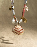 DoDoBeads Scarf Charm Necklace – Shell Romance – Pink Nautical Scarf Necklace